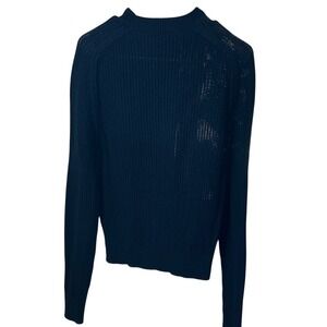 Uniqlo U Christophe Lemaire Navy Blue Waffle Knit Crew‎ Neck Sweater Womens XS
